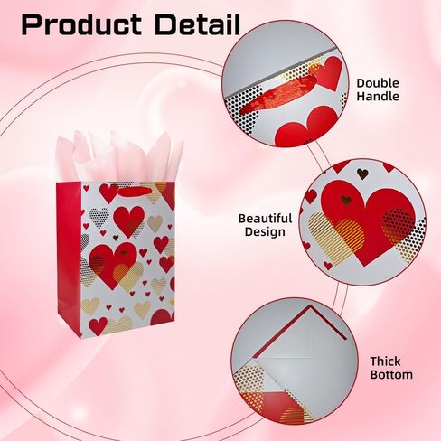 Colodeol 4 PCS 9.2 "حقائب هدايا عيد الأم مع ورق الأنسجة ， حقيبة يوم أمهات صغيرة متوسطة مع مقابض أوراق الأزهار. in Kuwait
