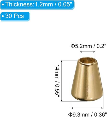 PATIKIL Bell Stopper Conical Cord Ends, 30 Pack Zinc Alloy Cord Rope Fastener Lock Clip for DIY Backpacks Shoelaces Bags, Bright Rose Gold in Saudi Arabia