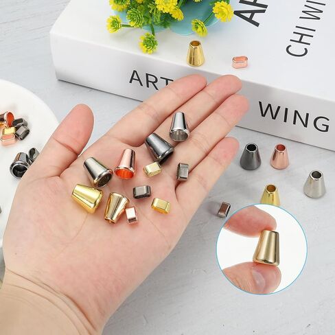 PATIKIL Bell Stopper Conical Cord Ends, 30 Pack Zinc Alloy Cord Rope Fastener Lock Clip for DIY Backpacks Shoelaces Bags, Bright Rose Gold in Saudi Arabia