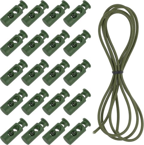 uxcell 40 Pcs Double Hole Cord Locks with 39Inch Elastic Shock Cord, Plastic Spring Toggle Stopper Clip with Stretch String for Shoelaces Drawstrings Paracord, Black in Saudi Arabia