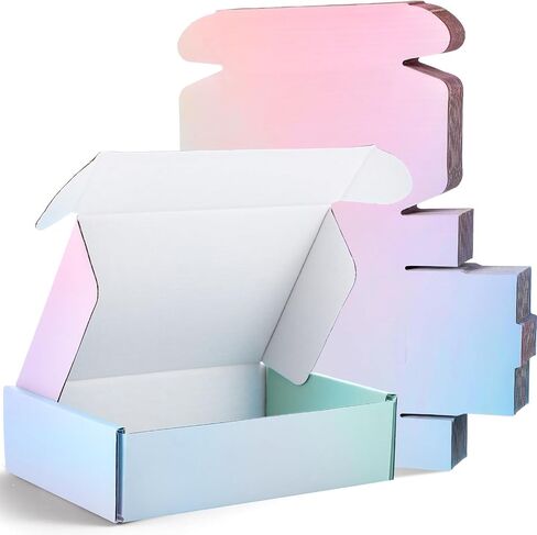 Spakon 50 Packs Shipping Boxes Cardboard Corrugated Mailer Packaging Boxes for Small Business Cute Small Box Cardboard Carton Box Mailers for Packaging Product (Candy Color,6 x 4 x 1.6 Inches) in Kuwait