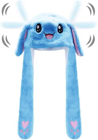Ear Moving Jumping Rabbit Hat Bunny Plush Cap, Halloween Easter Party Cosplay Holiday Hat for Women Girls in Kuwait