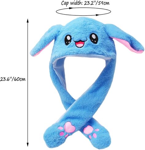 Ear Moving Jumping Rabbit Hat Bunny Plush Cap, Halloween Easter Party Cosplay Holiday Hat for Women Girls in Kuwait