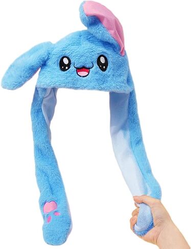 Ear Moving Jumping Rabbit Hat Bunny Plush Cap, Halloween Easter Party Cosplay Holiday Hat for Women Girls in Kuwait
