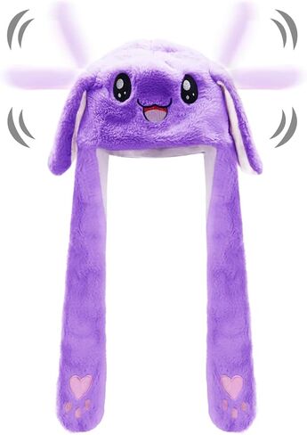 Ear Moving Jumping Rabbit Hat Bunny Plush Cap, Halloween Easter Party Cosplay Holiday Hat for Women Girls in Kuwait