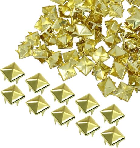 Moicstiy 100 PCS 9mm Metal Punk Spikes Pots ، Metallic Black Pyramid Studs Four-Jaw Square للجلد والملابس والكيس in Kuwait