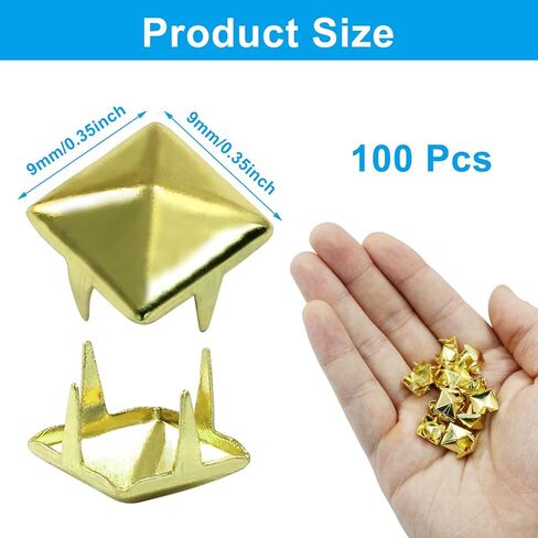 Moicstiy 100 PCS 9mm Metal Punk Spikes Pots ، Metallic Black Pyramid Studs Four-Jaw Square للجلد والملابس والكيس in Kuwait