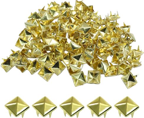 Moicstiy 100 PCS 9mm Metal Punk Spikes Pots ، Metallic Black Pyramid Studs Four-Jaw Square للجلد والملابس والكيس in Kuwait