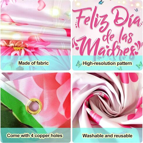 Feliz Dia de las Madres Decorations Feliz Dia De Las Madres Banner Happy Mothers Day Banner Backdrop, Mom Mother’s Day Party Supplies, 6 x 3.6 ft in Kuwait