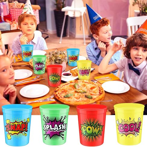 Pickmesh 48 Pcs 16 oz Plastic Cups Bulk Reusable Gender Reveal Hero Volleyball Designs Cups Pink and Blue Sport Drinking Tumbler for Sport Theme Birthday Baby Shower Party Decorations(Hero) in Kuwait