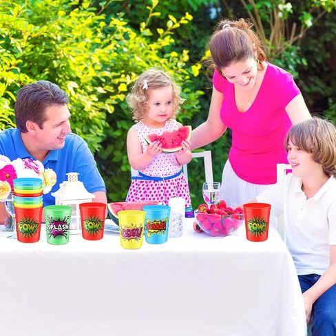 Pickmesh 48 Pcs 16 oz Plastic Cups Bulk Reusable Gender Reveal Hero Volleyball Designs Cups Pink and Blue Sport Drinking Tumbler for Sport Theme Birthday Baby Shower Party Decorations(Hero) in Kuwait