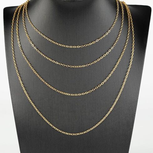 UMAOKANG 33 Feet Gold Plated Chains for Jewelry Making Flat Cable Chain Link Spool DIY Craft Earring Bracelet Necklace Chain Bulk with Lobster Clasps Jump Rings Pinch Clip Clasp in Kuwait