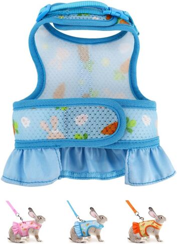 Rabbit Harness and Leash Set,Proof Walking Escape Cute Floral Mesh Vest Breathable Rabbit Costumes for Bunny, Hiking, Training for Ferret Kitten Puppy Small Animals Pink S in Saudi Arabia