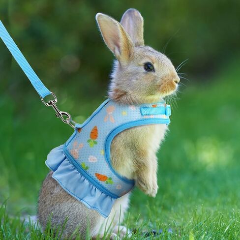 Rabbit Harness and Leash Set,Proof Walking Escape Cute Floral Mesh Vest Breathable Rabbit Costumes for Bunny, Hiking, Training for Ferret Kitten Puppy Small Animals Pink S in Saudi Arabia