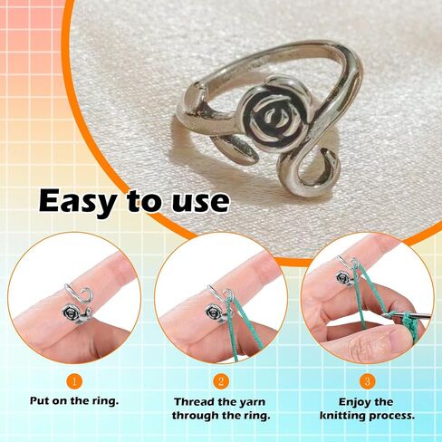4pcs Knitting Crochet Loop Ring for Fingers Metal Open Yarn Guide Crochet Rings in Kuwait