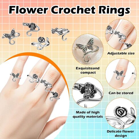 4pcs Knitting Crochet Loop Ring for Fingers Metal Open Yarn Guide Crochet Rings in Kuwait
