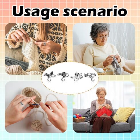 4pcs Knitting Crochet Loop Ring for Fingers Metal Open Yarn Guide Crochet Rings in Kuwait