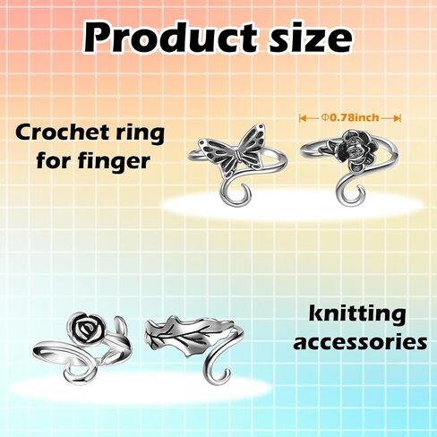4pcs Knitting Crochet Loop Ring for Fingers Metal Open Yarn Guide Crochet Rings in Kuwait