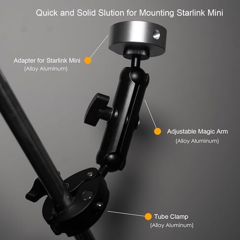 Starlink Mini Mount, Starlink Mini Rv Ladder Mount/Roof Rack Mount, Adjustable Angle/Height Clamp with Adapter,11'' Magic Arm for Pickup Truck with Bracket, Cruise Ship,Roof,Camping Travel etc in Saudi Arabia
