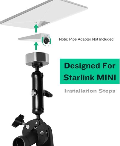 Starlink Mini Mount, Starlink Mini Rv Ladder Mount/Roof Rack Mount, Adjustable Angle/Height Clamp with Adapter,11'' Magic Arm for Pickup Truck with Bracket, Cruise Ship,Roof,Camping Travel etc in Saudi Arabia