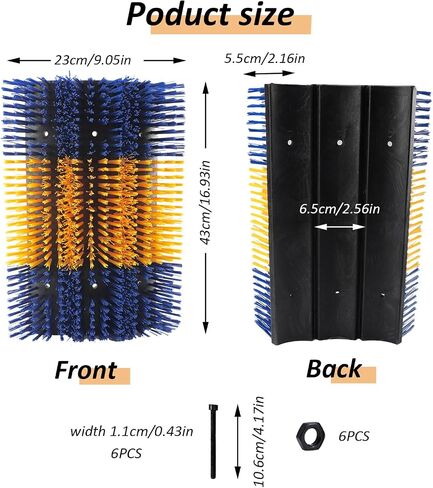 17 X 7.5 Inch Livestock Scratching Brush with Screws, Horse Scratching Post Durable Cattle Brush Scratcher, Cow Scratching Post, Livestock Scratch Brush for Elk, Pig, Sheep Itching Relieve in Saudi Arabia