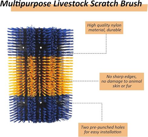 17 X 7.5 Inch Livestock Scratching Brush with Screws, Horse Scratching Post Durable Cattle Brush Scratcher, Cow Scratching Post, Livestock Scratch Brush for Elk, Pig, Sheep Itching Relieve in Saudi Arabia