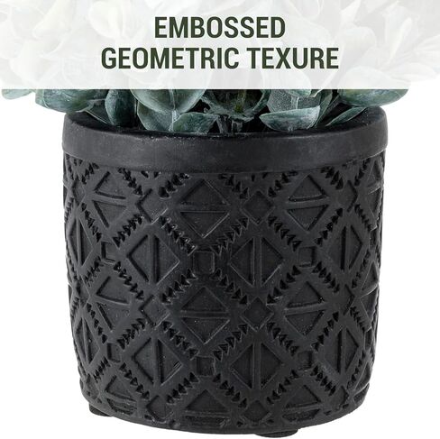 MyGift Artificial Green Grass Plant in Modern Round Gray Concrete Pot with Embossed Diamond Pattern, Tabletop Faux Greenery Decor Potted in Decorative Planter in Saudi Arabia