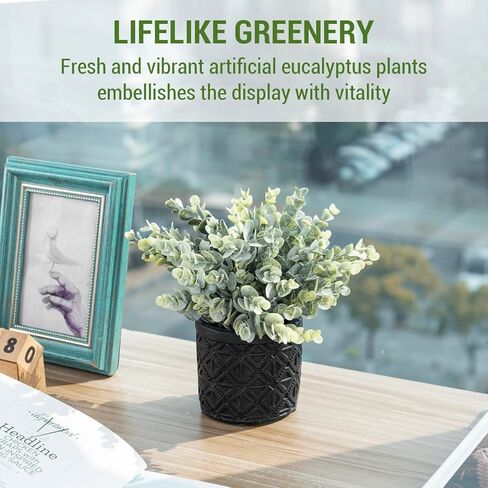 MyGift Artificial Green Grass Plant in Modern Round Gray Concrete Pot with Embossed Diamond Pattern, Tabletop Faux Greenery Decor Potted in Decorative Planter in Saudi Arabia