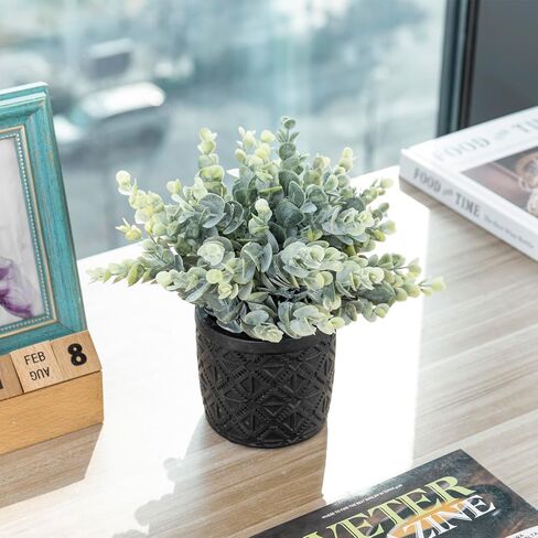 MyGift Artificial Green Grass Plant in Modern Round Gray Concrete Pot with Embossed Diamond Pattern, Tabletop Faux Greenery Decor Potted in Decorative Planter in Saudi Arabia