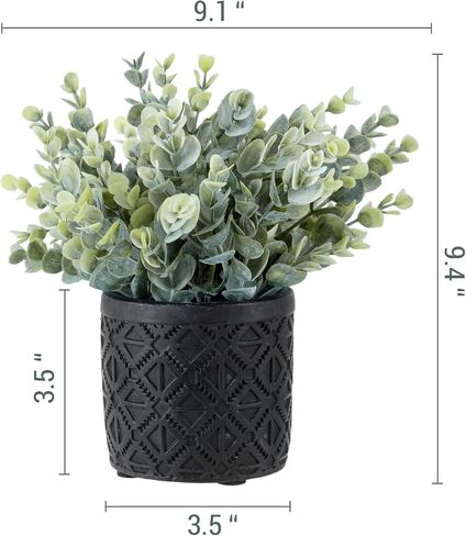 MyGift Artificial Green Grass Plant in Modern Round Gray Concrete Pot with Embossed Diamond Pattern, Tabletop Faux Greenery Decor Potted in Decorative Planter in Saudi Arabia
