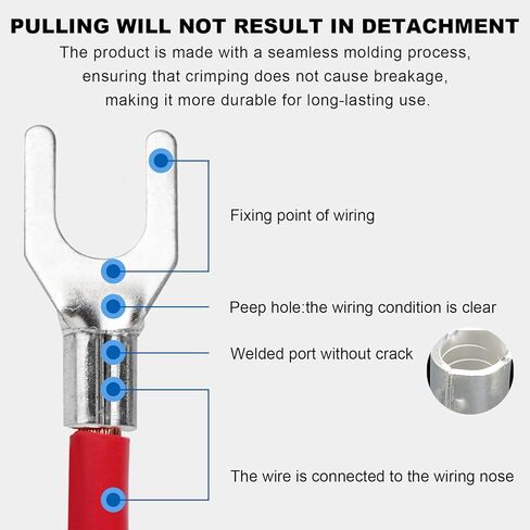 100 قطعة #8 طرف حلقي غير معزول ، 16-14 AWG موصلات الأسلاك النحاسية الحمراء ، مجموعة طرفية موصل تجعيد من النوع O in Kuwait
