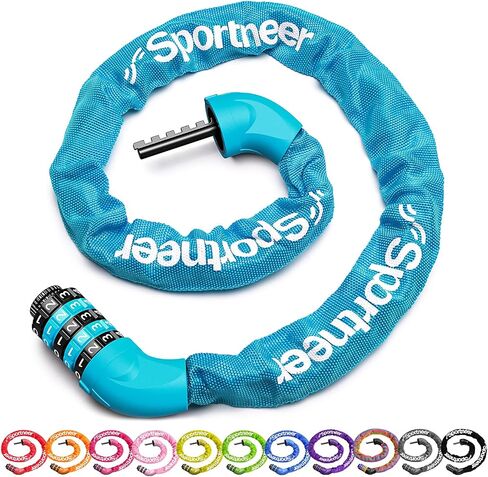 Sportneer Bike Lock: 5 Digit Combination High Security Anti Theft Bike Chain Lock - 3.2/3.6/4ft Heavy Duty Keyless Bicycle Lock for Bike, Motorcycle, Scooter, Door & Gate - 4/6mm Thick, Easy to Use in Saudi Arabia