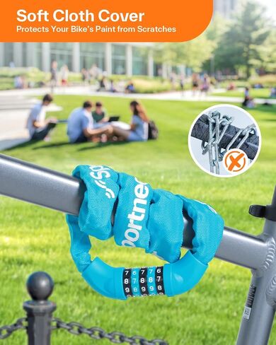 Sportneer Bike Lock: 5 Digit Combination High Security Anti Theft Bike Chain Lock - 3.2/3.6/4ft Heavy Duty Keyless Bicycle Lock for Bike, Motorcycle, Scooter, Door & Gate - 4/6mm Thick, Easy to Use in Saudi Arabia