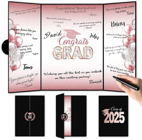 ديكورات التخرج 2025 دفتر الضيوف ، فئة زخارف الحفلات في عام 2025 ، موضوع الأسود والذهبي in Kuwait