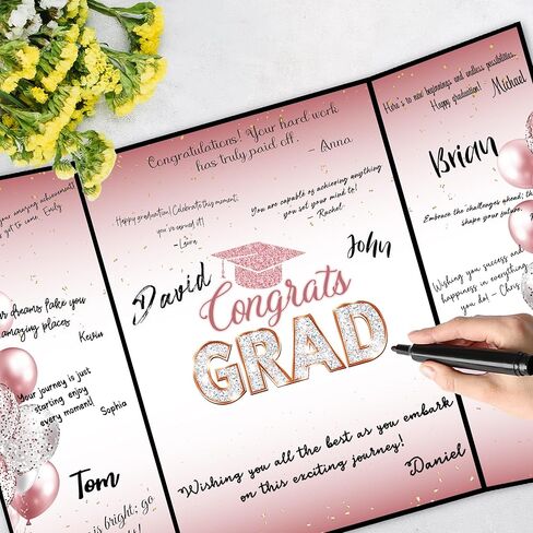 ديكورات التخرج 2025 دفتر الضيوف ، فئة زخارف الحفلات في عام 2025 ، موضوع الأسود والذهبي in Kuwait