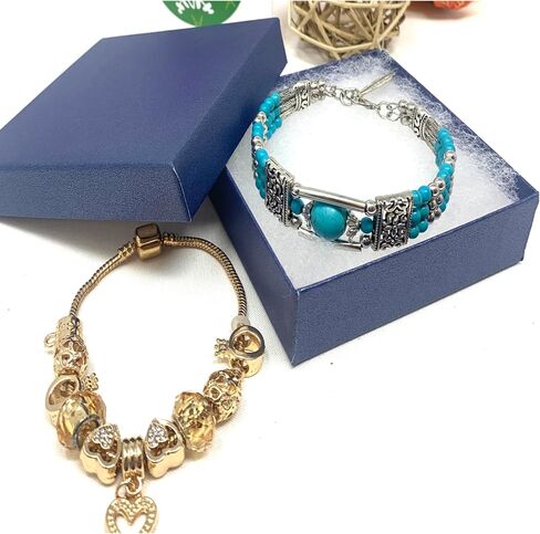 6 Pack Cotton Filled Pear Blue Color Paper Cardboard Jewelry Sets, Necklaces, Bracelets, Watches. Bangles Gift Packaging, and Retail Display Boxes Size 7 1/8" x 5 1/8" x 1 1/8" Inch in Saudi Arabia