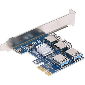 PCIe 1 to 4 PCI-Express 16X Slots Riser Card PCI-E 1X to External 4 PCI-e USB 3.0 Adapter Multiplier Card for Bitcoin Miner (1 Pcs)