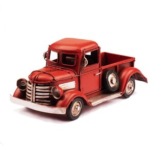 Red Christmas Truck,Metal Vintage Farmhouse Truck Decor,Antique Pickup Trucks Decorations for Christmas Winter Table Home Decoration(Not Included Mini Trees Dectors)