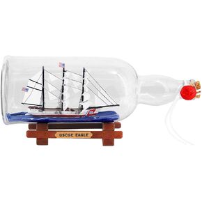 5inch Black Pearl Caribbean Pirate Ship in a Bottle Glass Ornament Table top Nautical Home Decoration (Black Pearl 5“)