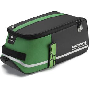 ROCKBROS Bike Rear Rack Bag Bike Trunk Bag Reflective Bicycle Rear Seat Saddle Bag Cycling Luggage Panniers with Shoulder Straps, Green Rain Cover
