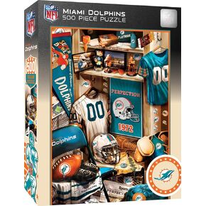 MasterPieces Game Day 500 Piece Jigsaw Puzzle for Adults - NFL Miami Dolphins Locker Room - 15"x21"