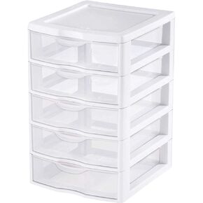 STERILITE 1 New 20758004 Clearview Small 5 Drawer Desktop Storage Unit White