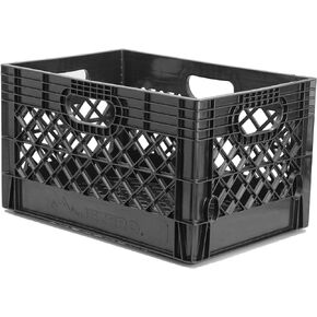 JEZERO Milk Crate for Household Storage: The Ultimate Storage Tote for Groceries, Garages, Kayaking & Outdoor, Stackable Storage | Black, Rectangle, Single, 13" x 11" x 19"