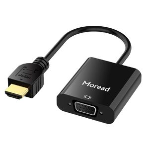 HDMI to VGA with Audio, Gold-Plated Active HDMI to VGA Adapter (Male to Female) with Micro USB Power Cable & 3.5mm Audio Cable for PS4, MacBook Pro, Mac Mini, Apple TV and More - Black