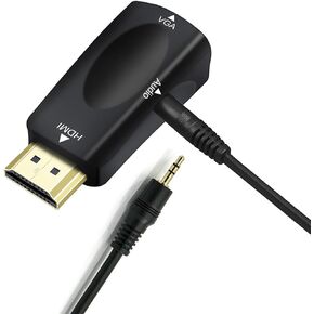 HDMI to VGA Adapter with 3.5mm Audio Jack for Computer Monitor Laptop Raspberry Pi PS3 Xbox DVD TV LCD Display 1080P Full HD Video (Male HDMI Input and Female VGA Output)