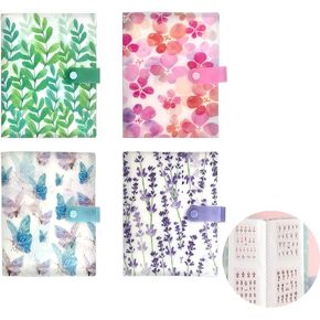 4 PCS Nail Art Sticker Storage Book Artistic Decals Collection Organizer DIY Sticker Collecting Holder Transparent Photo Storage Book (120 Slots/Pc)