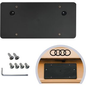 Rear Bumper License Plate Bracket For AUDI A4 S4 2013-2023, Plate Holder Set w 8 Unique Screw Bolts & Wrench Kit, License Tag Mounting Kit, Quality Plate Holders, Premium Car Accessories
