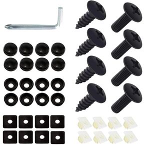 gunhunt 4 PCS License Plate Screws Kit, M6 Stainless Steel Bolts, American Standard License Plate Fasteners, Black Phillips Screws Replacements, Universal for Most Cars, Trucks and Vans (Black)