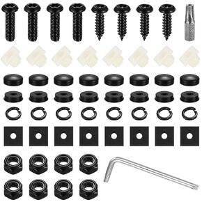 50pcs Black Anti Theft License Plate Screws Kit, Stainless Steel Car License Plate Mounting Hardware for Fastening Securing License Plates Frames Covers Front Rear Frame，License Plate Screw Kit,