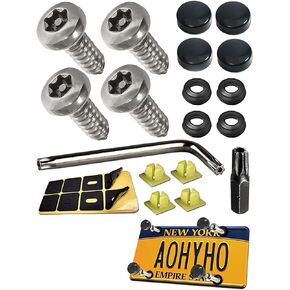 4 Set Anti Theft Licence Plate Screws, M3/M4 SS Rustproof Bolts Fasteners, Universal Torx Head Security Tamper Resistant Tapping License Plate Bolt (Silver #03)